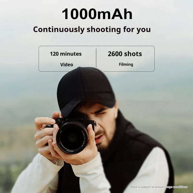 Black BXM-10 replacement camera battery, 1000mAh 8.8V lithium, 45.6x32.5x12.4mm, 35g