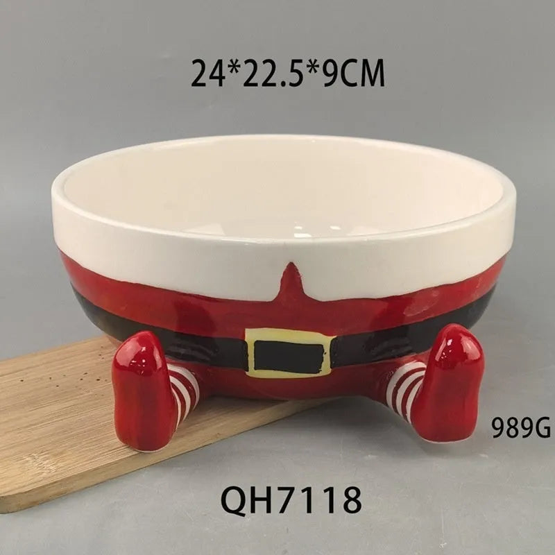 White porcelain Christmas fruit plate snack tray with modern simple design