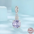 S925 sterling silver purple perfume bottle bead, 2.2cm x 0.8cm, with 0.4cm aperture for DIY jewellery