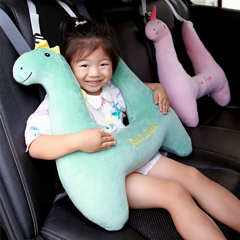 Dinosaur pattern car headrest pillow for children sleeping in rear passenger seats