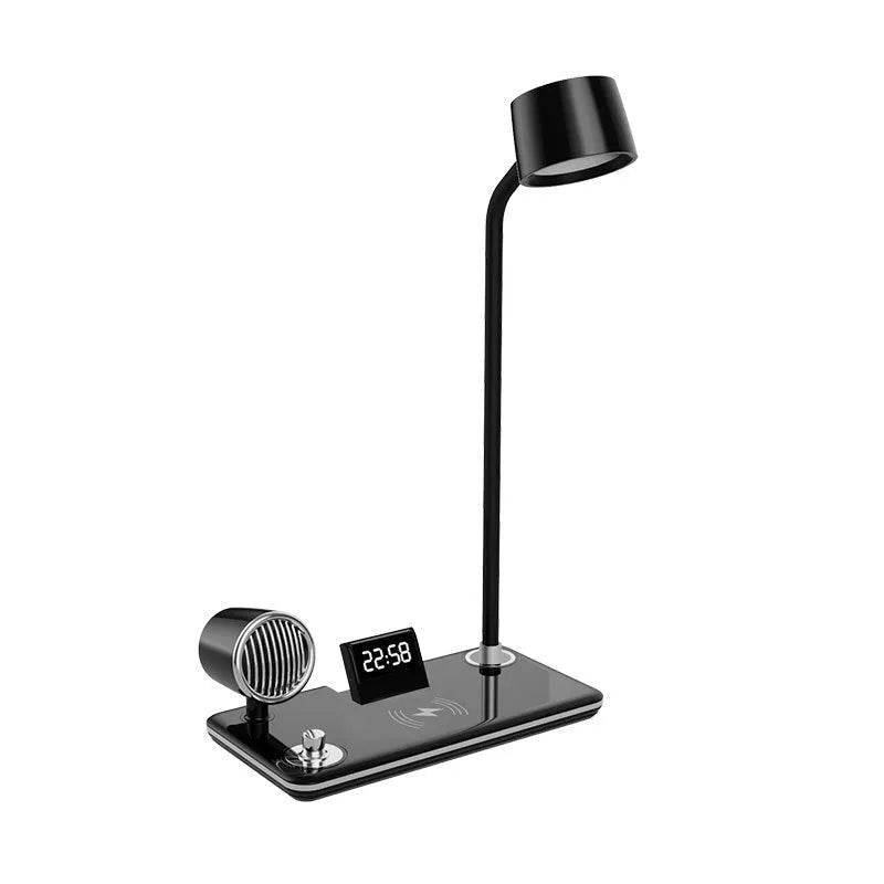 Wireless charging digital clock lamp with eye-protection light in black or white colour