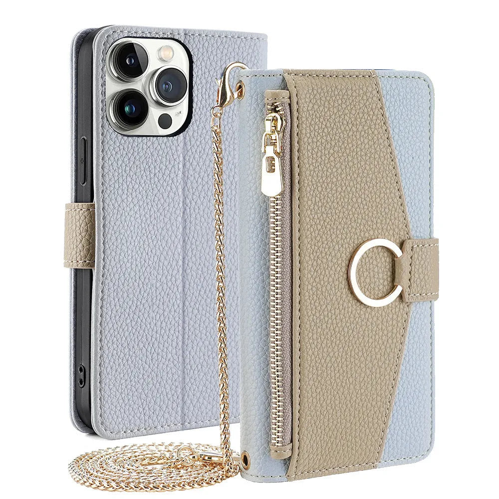 Multifunctional card phone case with lanyard bracket and magnetic suction for Apple iPhone