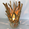 Natural driftwood decorative table lamp with ground finish, wood colour, 24.5cm wide, 41cm tall