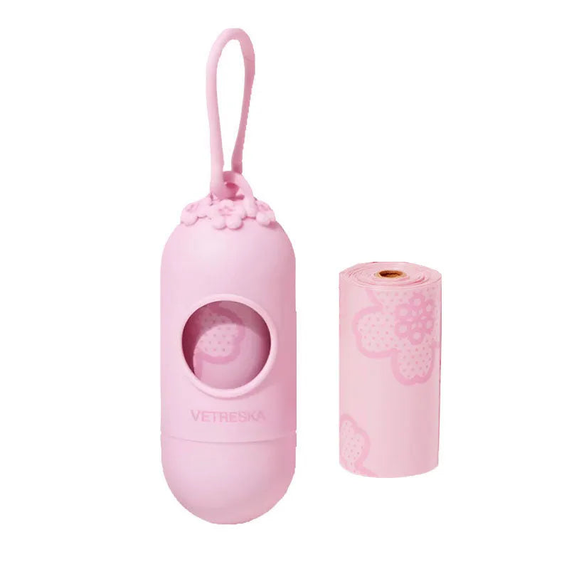 Dog waste dispenser capsule with roll of scented biodegradable bags in choice of strawberry, orange or cherry blossom