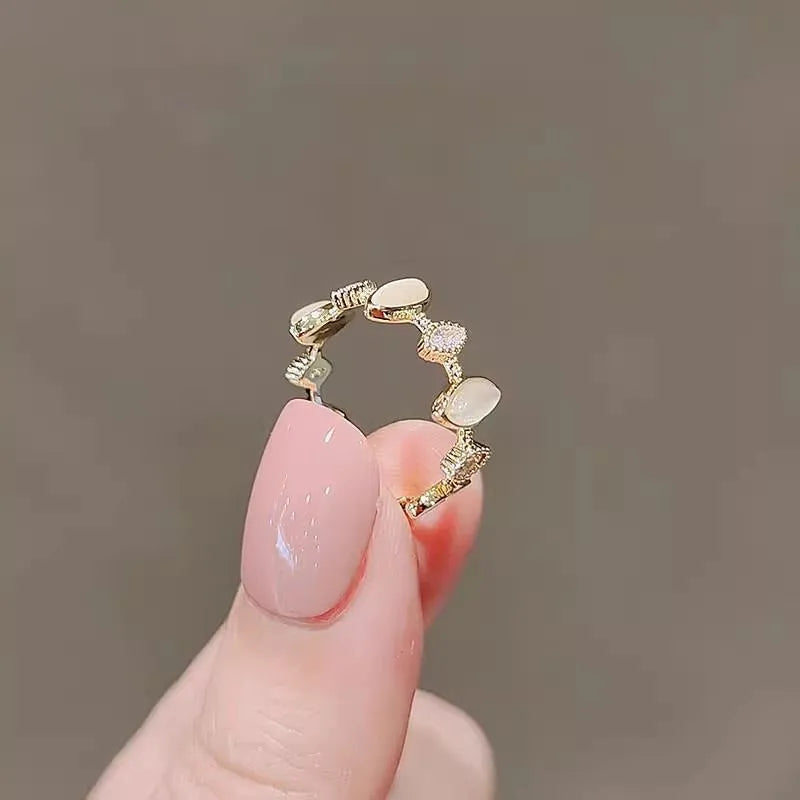 Copper geometric water drop design fashion personality opal ring for women with electroplated finish