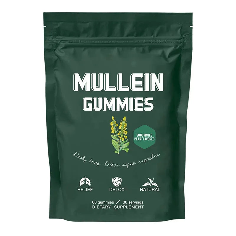 Pack of 60 mullein gummies, fruit-flavoured soft candy herbal supplement