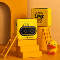 Portable Bluetooth mini printer with thermal paper in avocado green, pink, small yellow duck, and white options