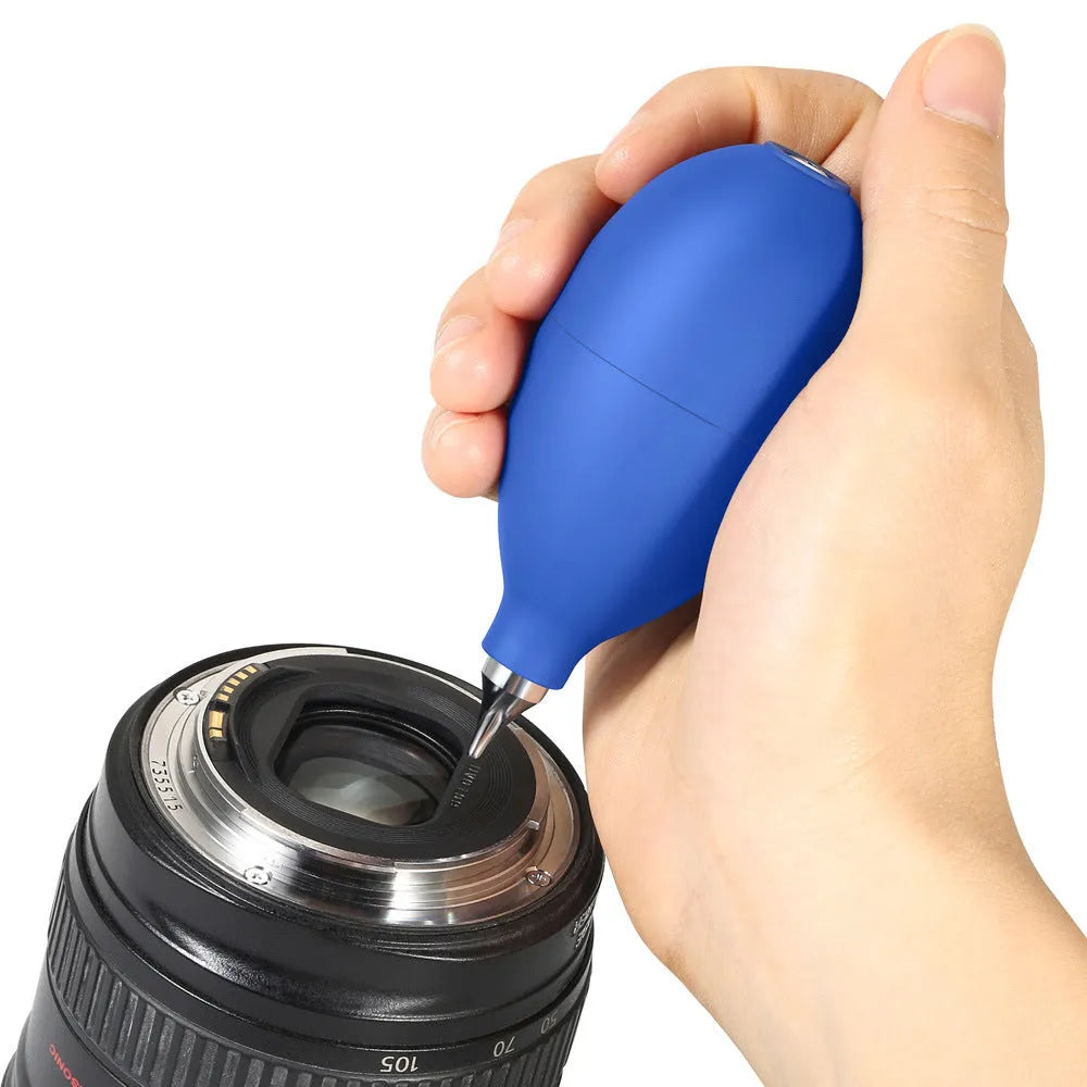 Blue and black rubber dust removal ball for cleaning cameras and mobile phones