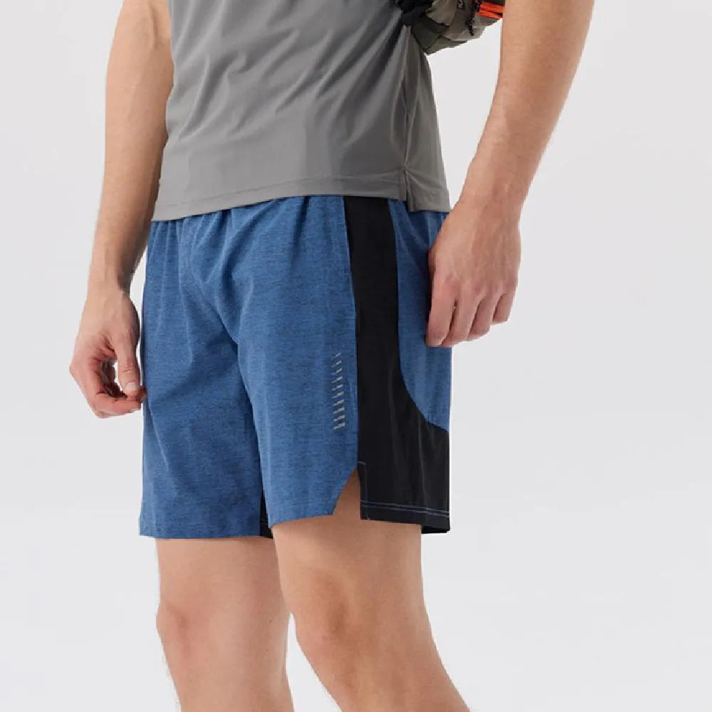 Men's forest green spandex casual shorts with mid-waist fit on a neutral background.