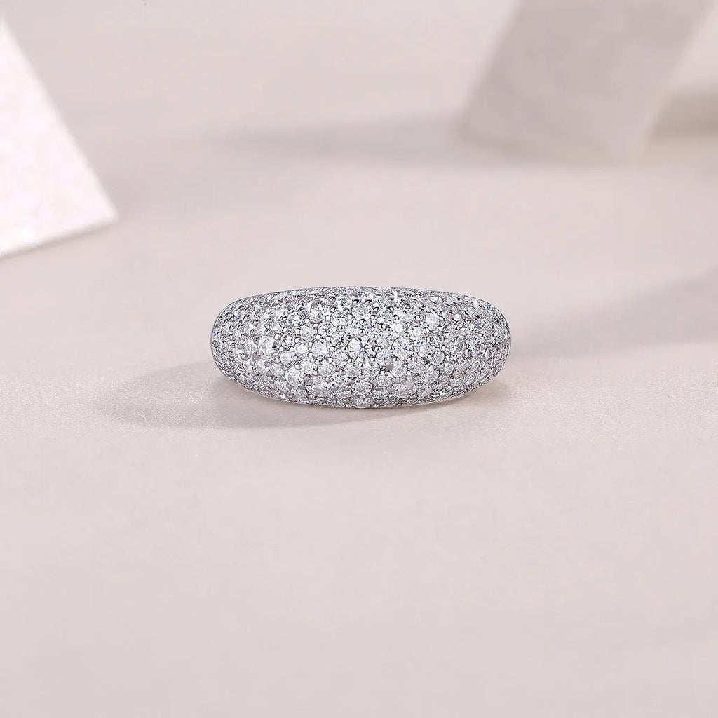 Moonlit Night Stars wedding ring set with moissanite diamond on platinum-plated S925 silver band, gift box with GRA certificate