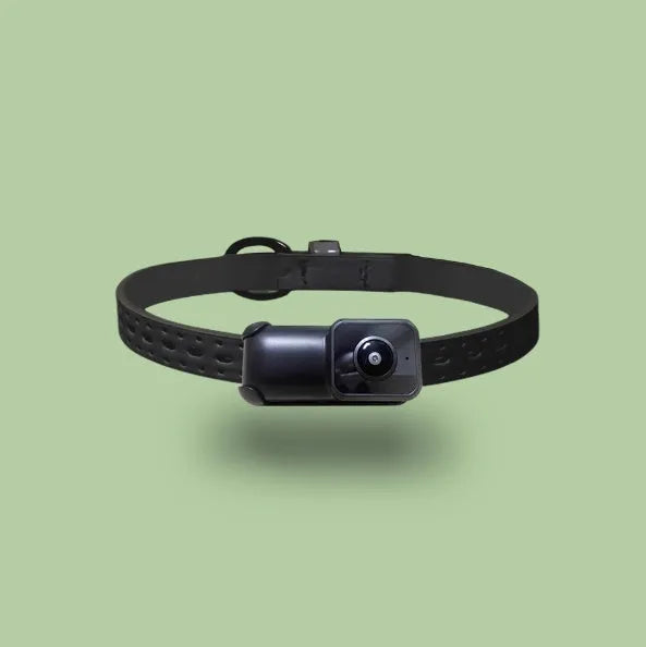 Black wifi camera neckband recorder on a table showing compact size and Type-C port