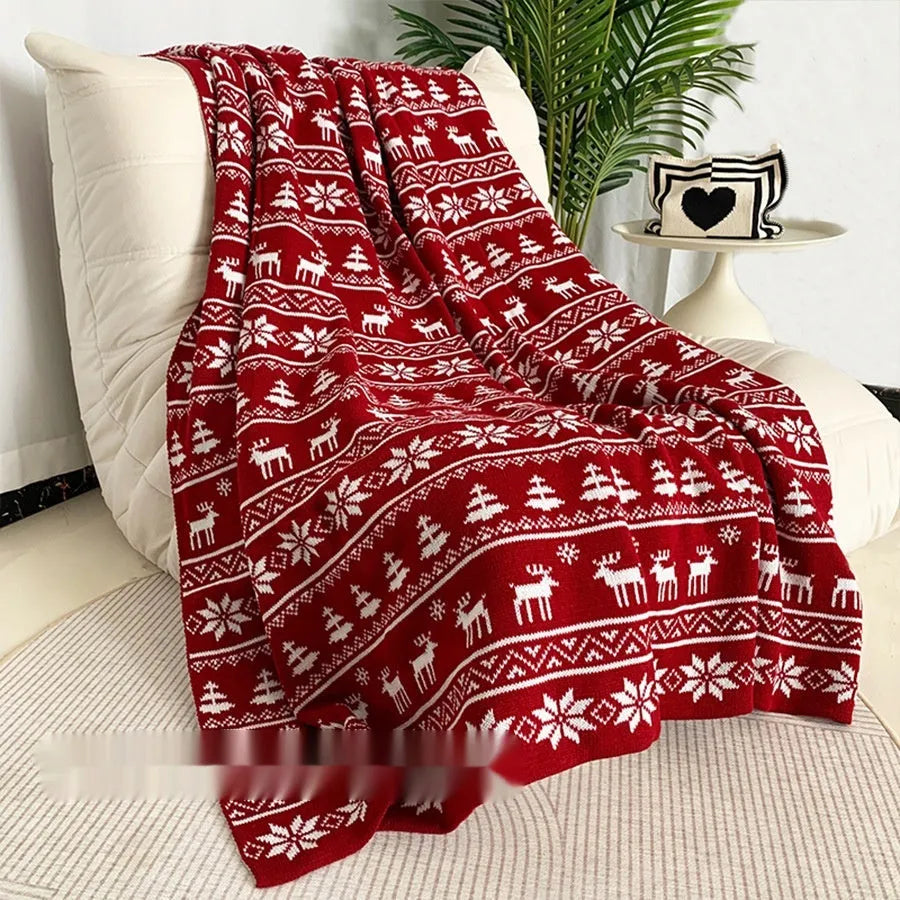Personalised acrylic Christmas blanket with reindeer or snowflake pattern in two sizes.