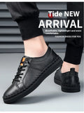 Men's beige cowhide casual sneakers with round toe and stitching details