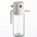 Warm grey 550ml glass oil sprayer bottle with dual pouring and spraying functions