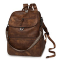 Retro college student backpack with curved shoulder straps in six colour options including black, blue and brown variations