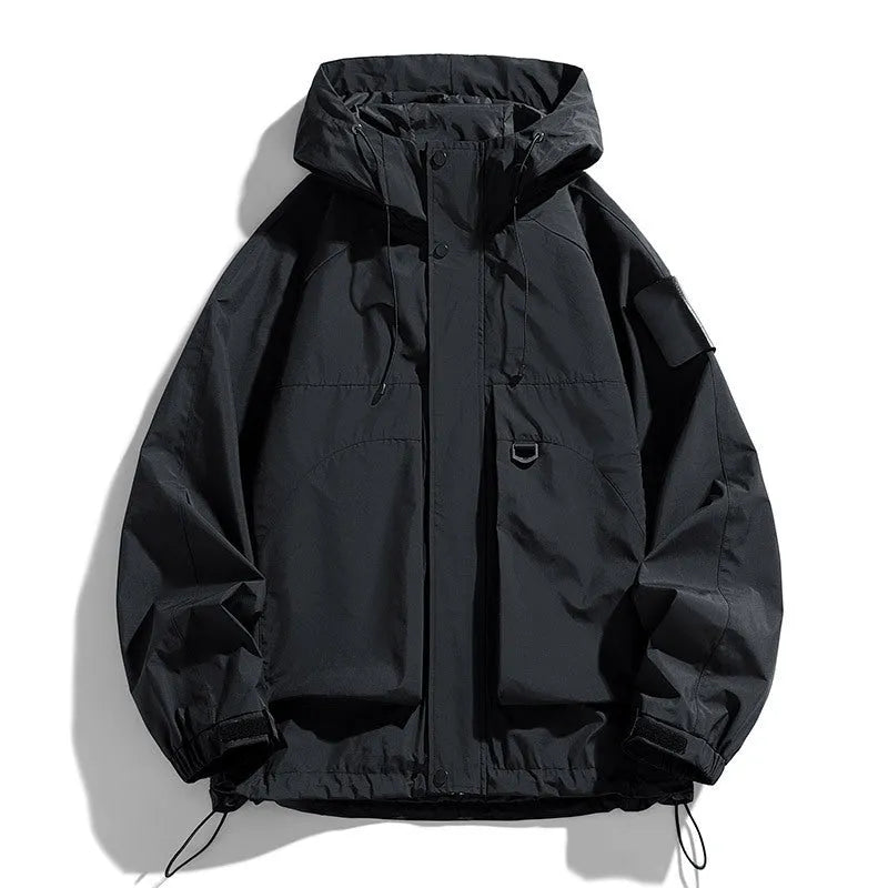 Men's waterproof hooded jacket in polyester blend available in multiple colours and extended sizes
