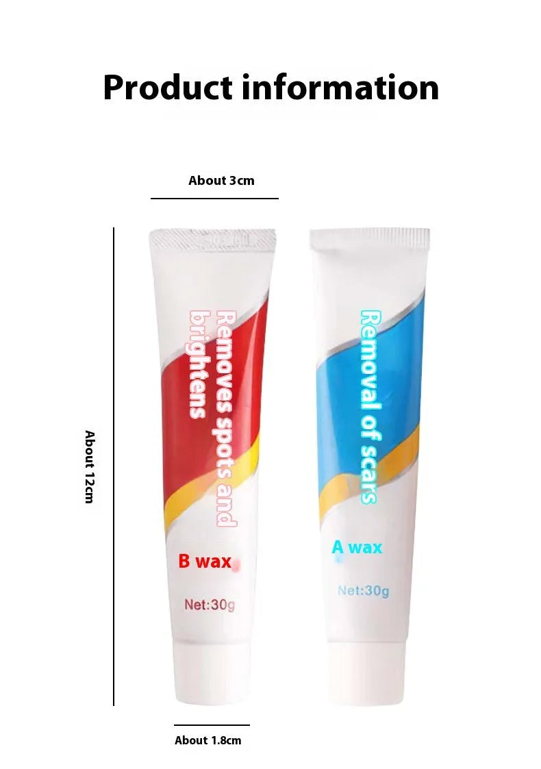 Car repair wax kit with two bottles and a frosted sponge for scratch removal and paint polishing