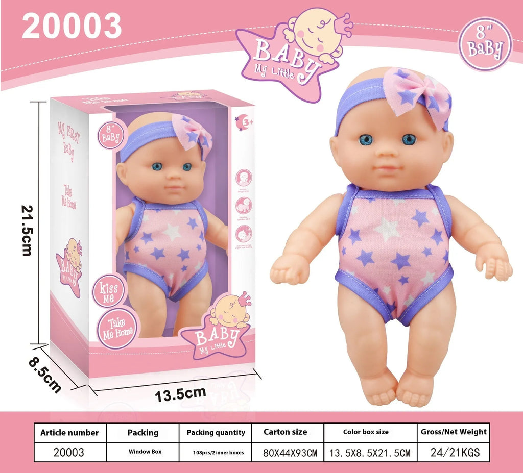 Detailed vinyl simulation baby doll figurine collectible model in display pose