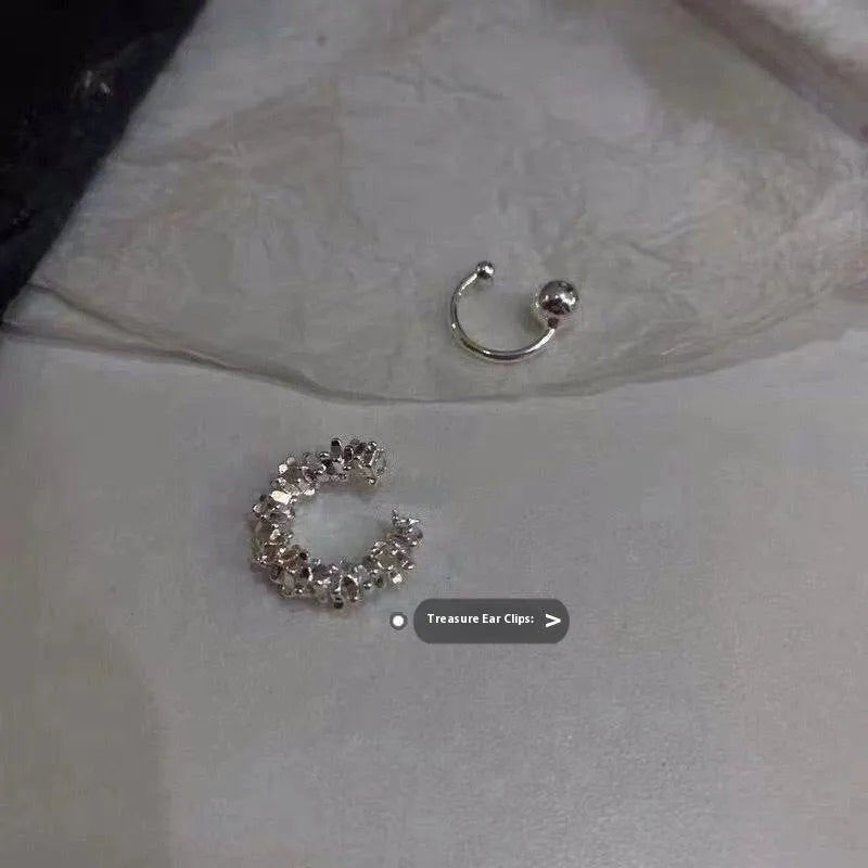 Alloy geometric earrings with irregular frosty style and double clip design in colour B4710