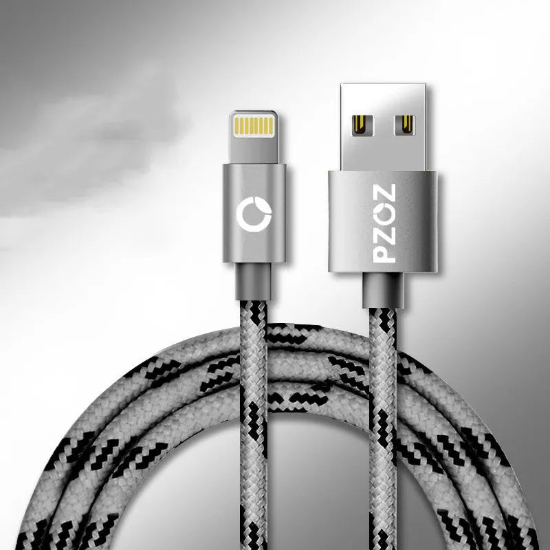 Apple MFI certified Lightning data cable in grey or silver colour, one metre length