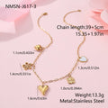 Stainless steel pendant necklace with 18K gold electroplating, showing heart and ribbon sun style options on an adjustable chain.