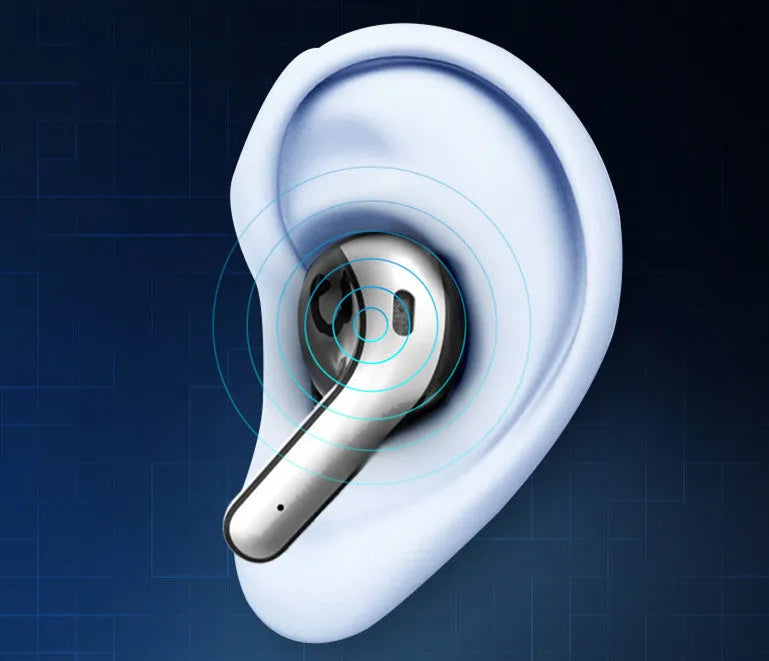 Bx08 wireless headset with digital display charging case in white