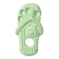 Blue rubber dog chewing toy shaped like a slipper with textured surface for dental cleaning