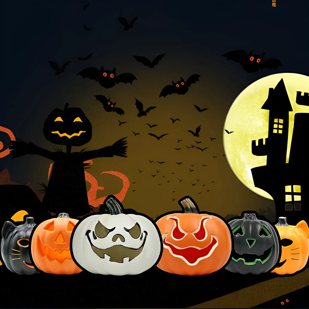 Halloween pumpkin atmosphere lamp in orange melon colour, 9-inch plastic, 23 cm size