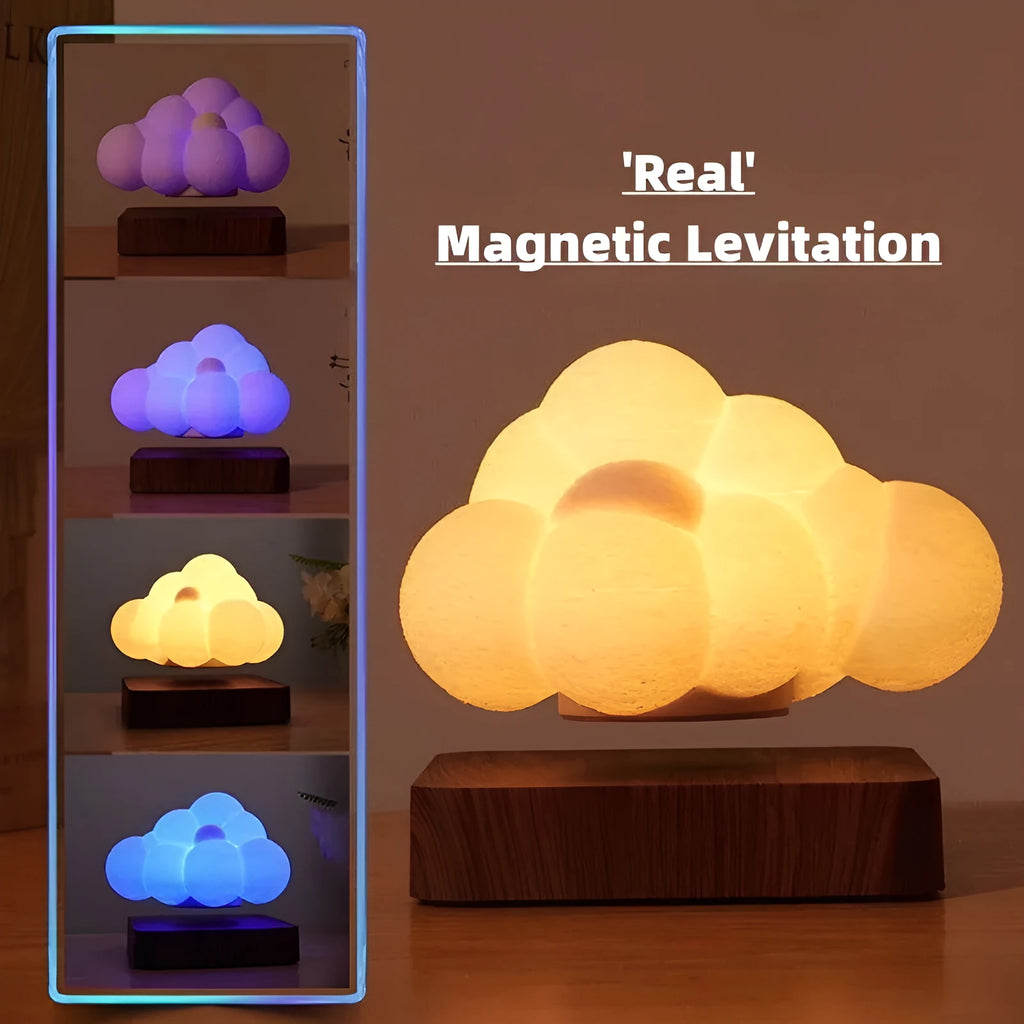 Magnetic levitation cloud lamp with 3D printed floating cloud and touch sensor base