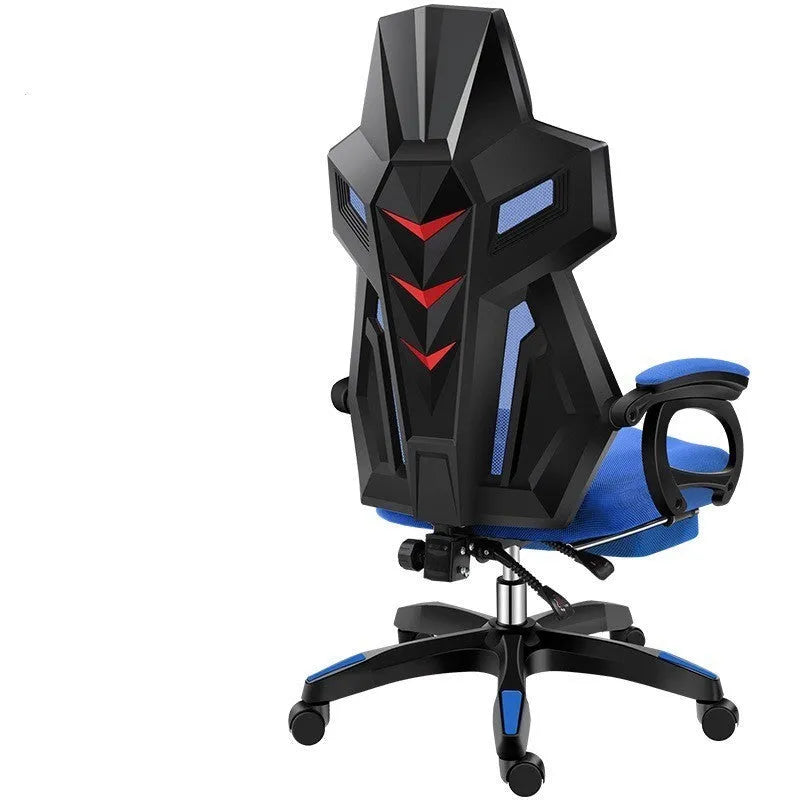 Ergonomic office swivel chair with reclining mesh backrest, black frame, and choice of legs