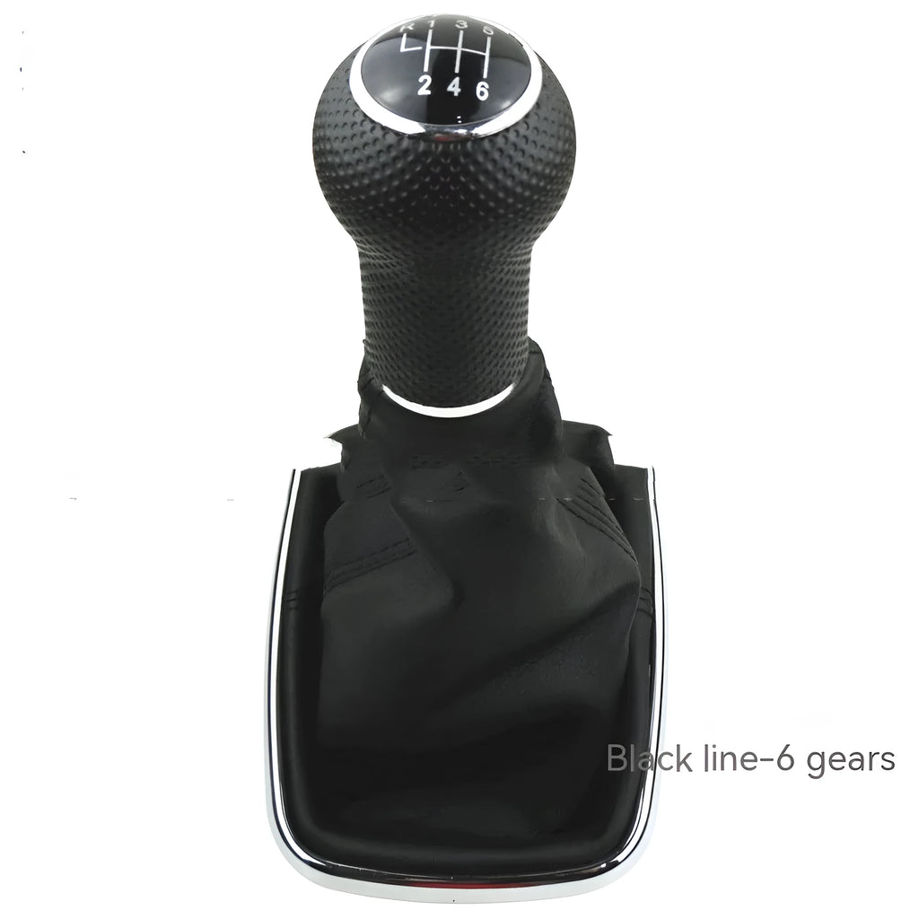 Silver frame black line gear shift knob cover for Volkswagen Mk4 models with 6-speed markings