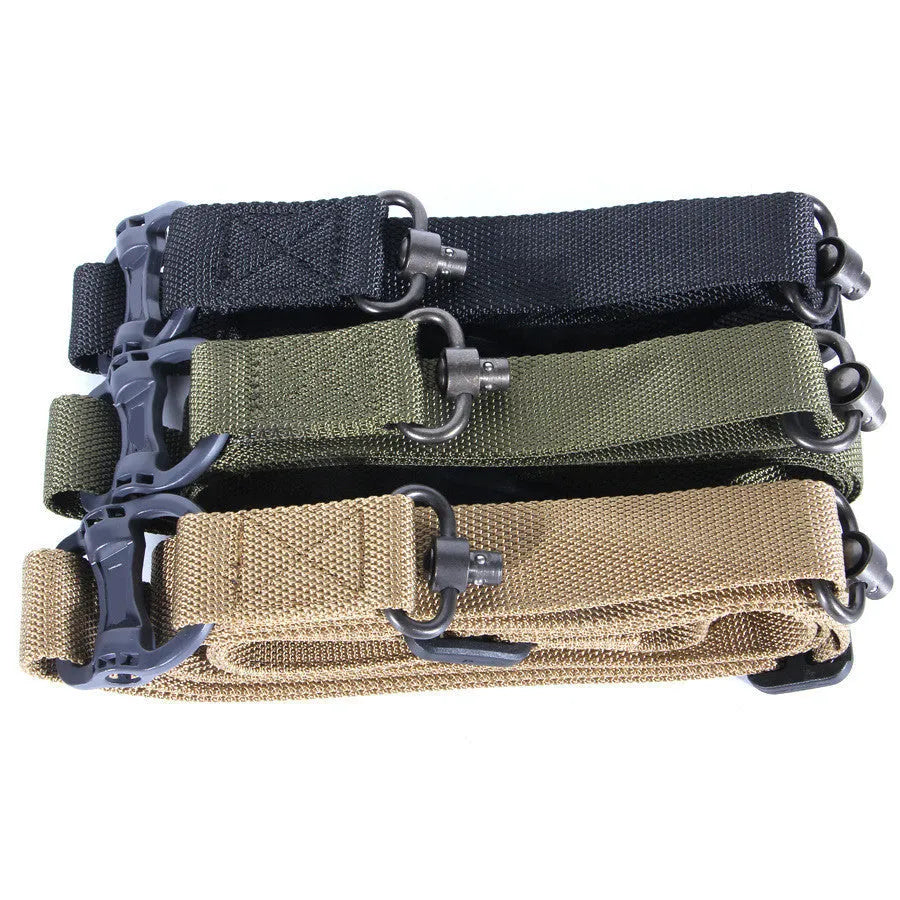 MS4 tactical nylon multifunctional task strap rope showing stretch capability in black, army green, or mud colour options