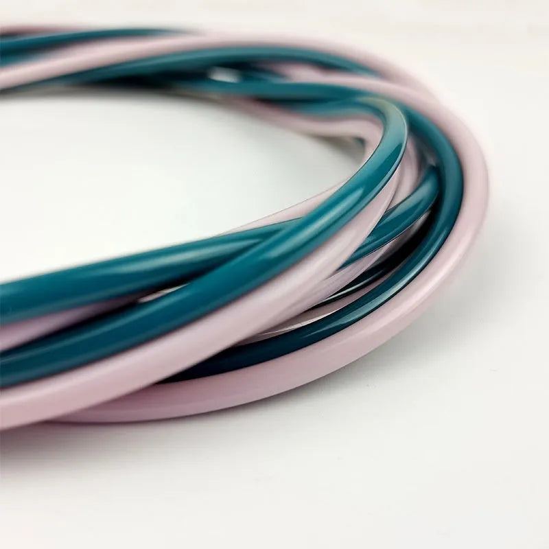 PVC bearing wire fitness skipping rope in peacock blue with black handles