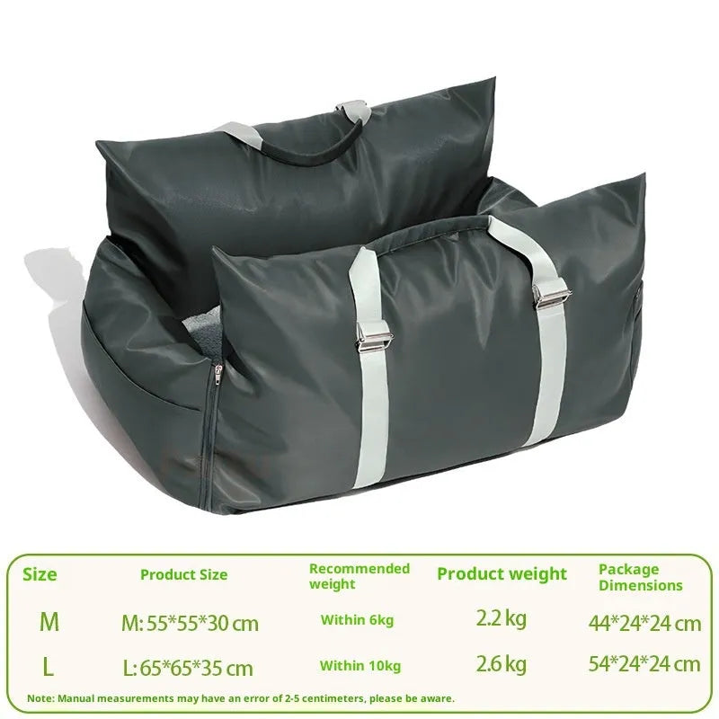 Waterproof non-slip car kennel for dogs in olive green double seat size 65x65x35 cm