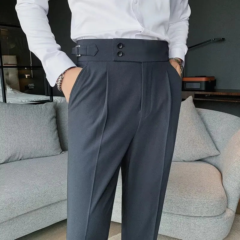 Retro high waist straight leg trousers in black, brown, grey or white colours
