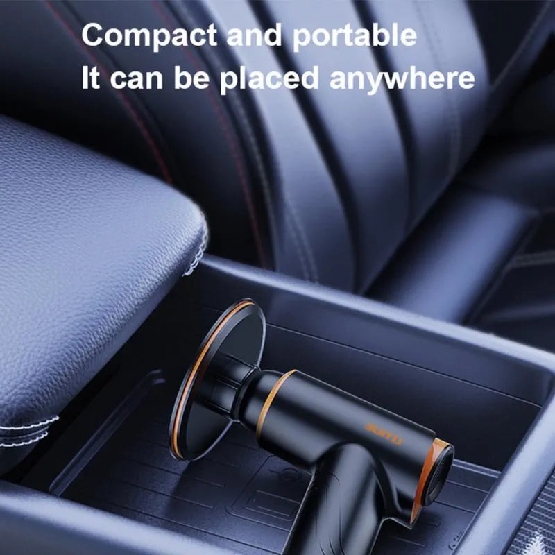 Cordless car polishing machine in black with ABS body, throwing disc, and two cloth pads
