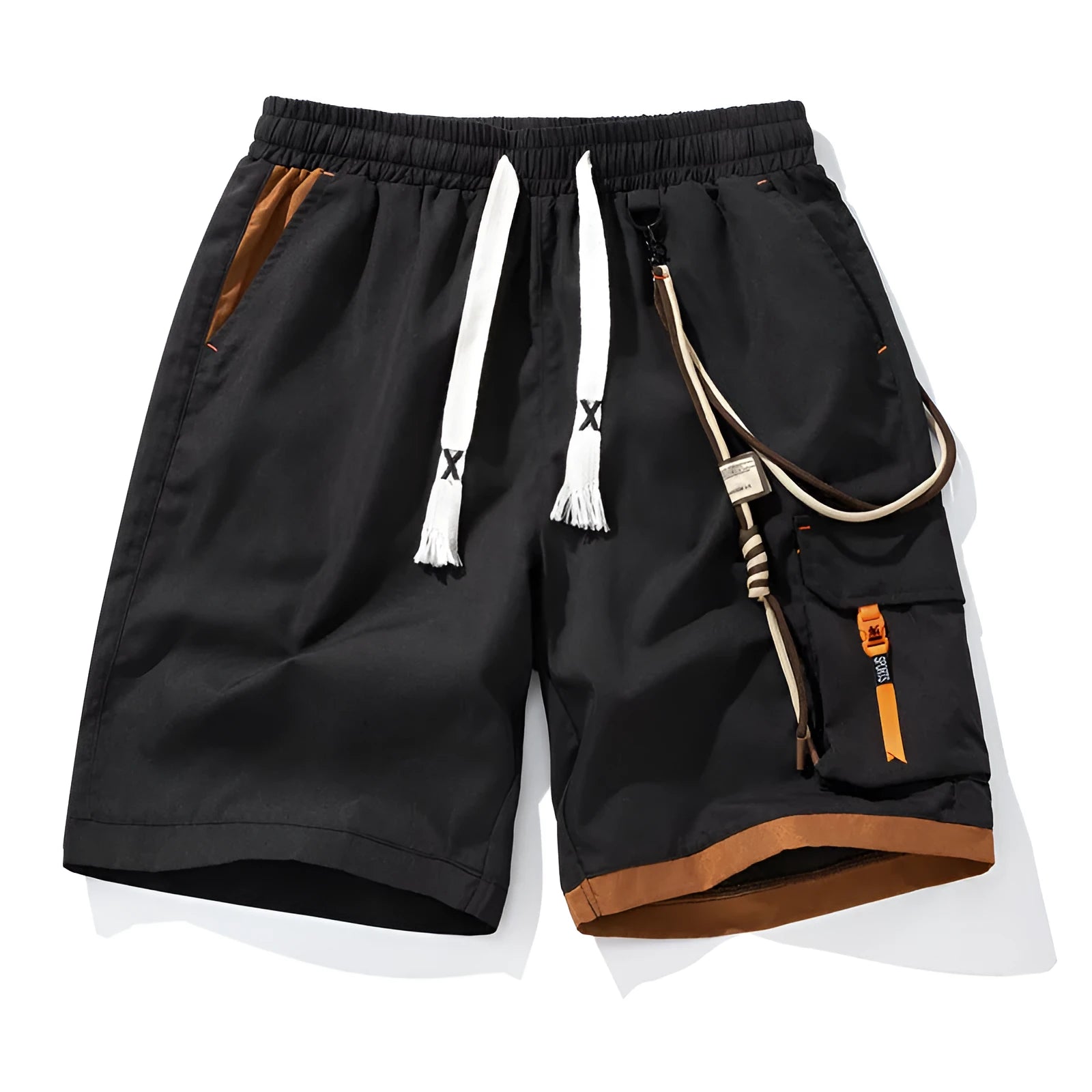 Men's plus size bamboo fibre shorts in a straight-leg cropped design on a hanger.
