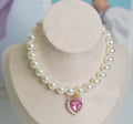 Decorative plastic alloy resin cat collar with pearl necklace design and love gem charm in selected colour