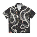 Short sleeve shirt with snake bone and flower pattern, Cuban collar, loose fit, in available colours.