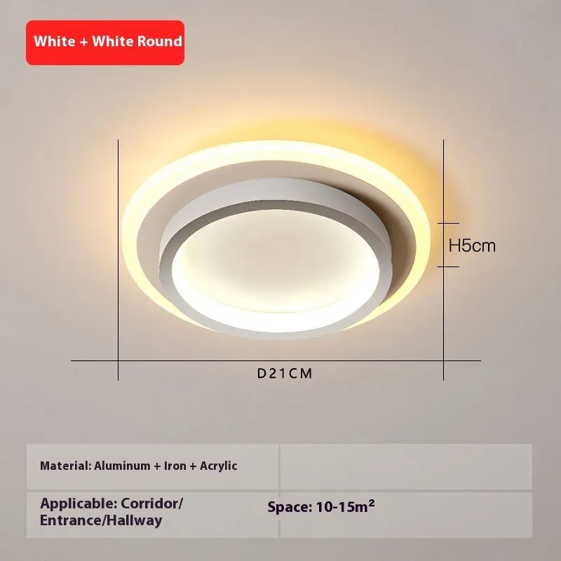 Round white LED ceiling light, 24cm diameter, with tricolour option for indoor hallway or aisle