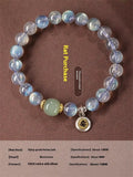 Moonstone women's bracelet with 8mm beads showing Thousand-Hand Guanyin Mouse zodiac design