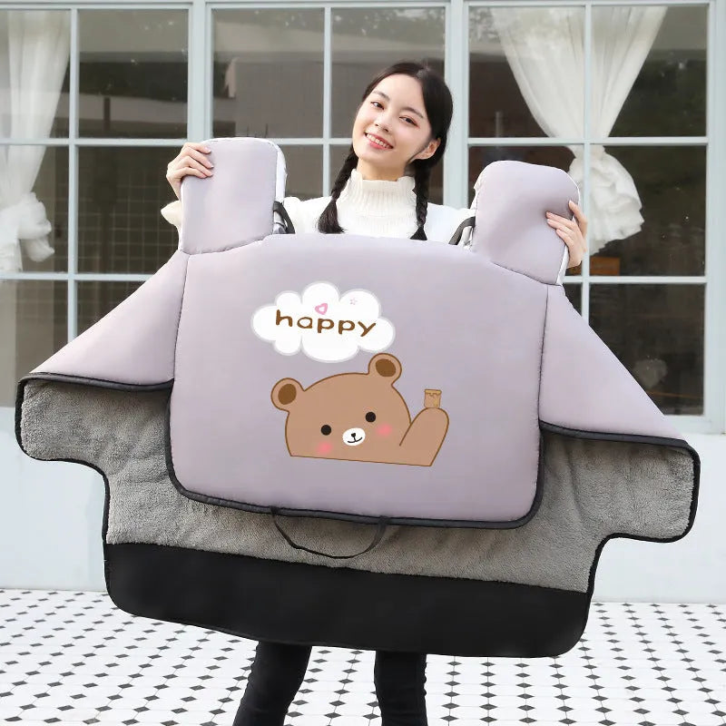 Electric car windshield cover with thick velvet insulation and PVC, integrated hand-applied windscreen cover in beige pink grey or black