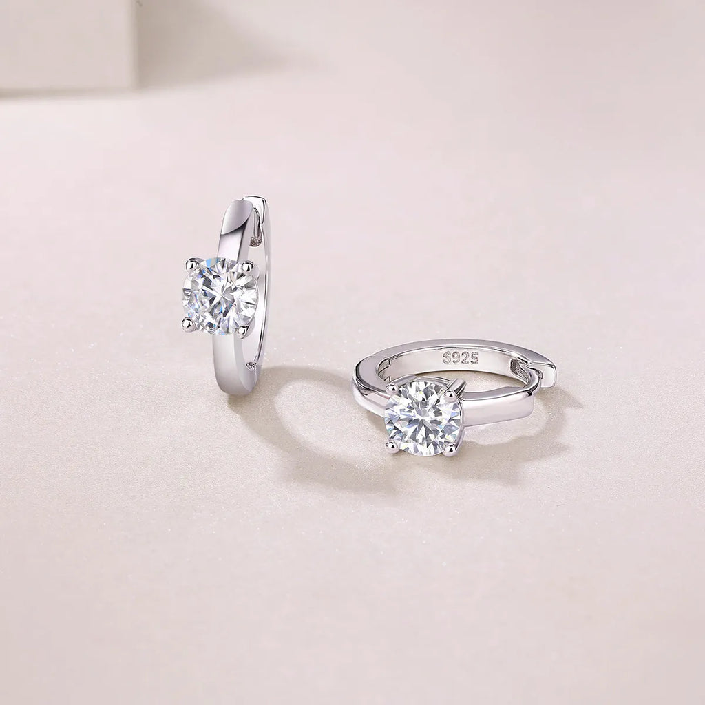 Set Out From The Heart 0.5 carat moissanite stud earrings S925 silver platinum plated in gift box with GRA certificate