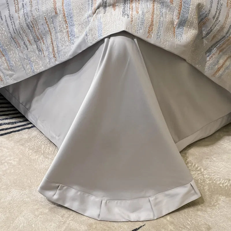 Pure cotton four-piece bedding set in Dove Gray with embroidery, 200x230 cm quilt cover
