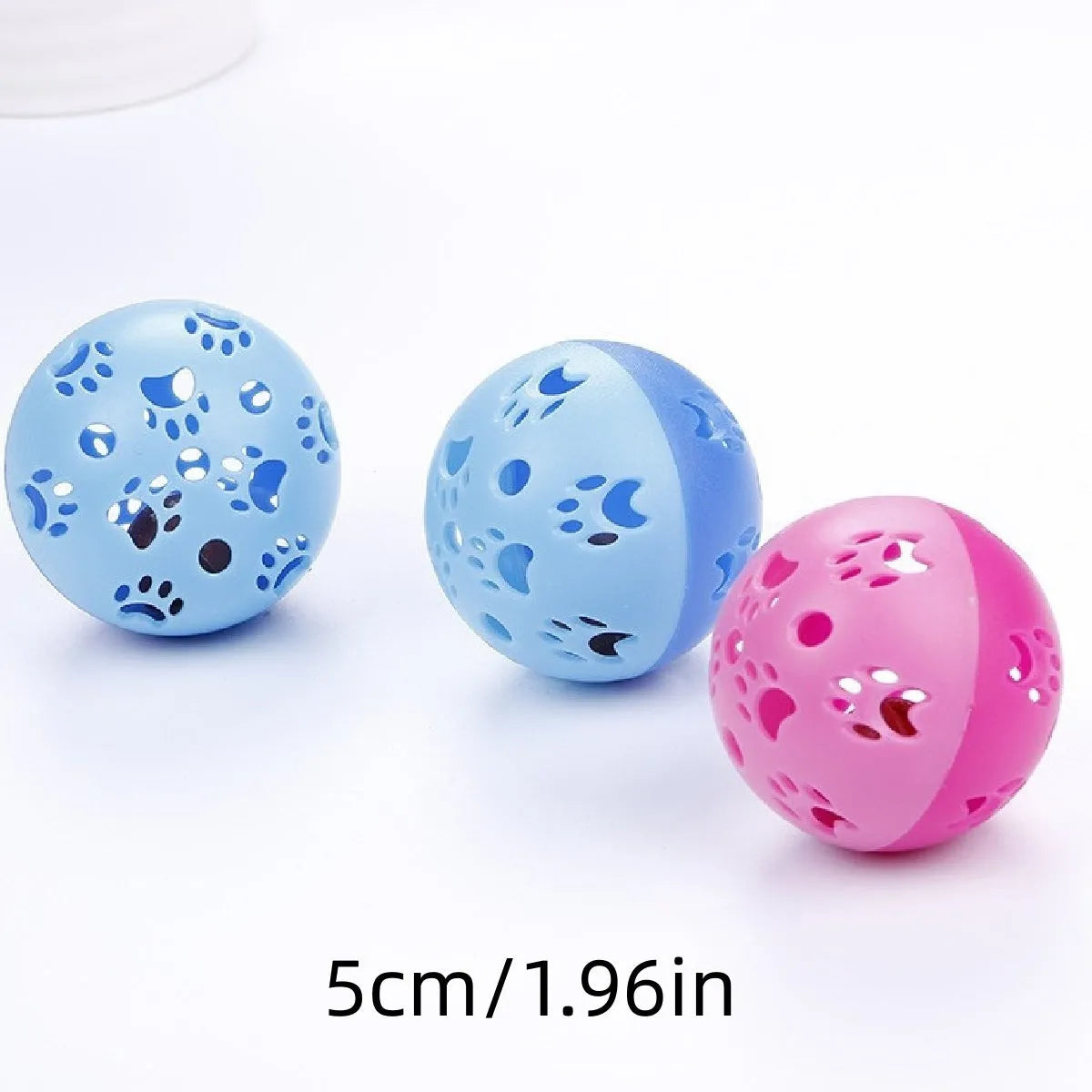 Colored plastic bell mesh hollow sound cat teasing ball in rainbow colour