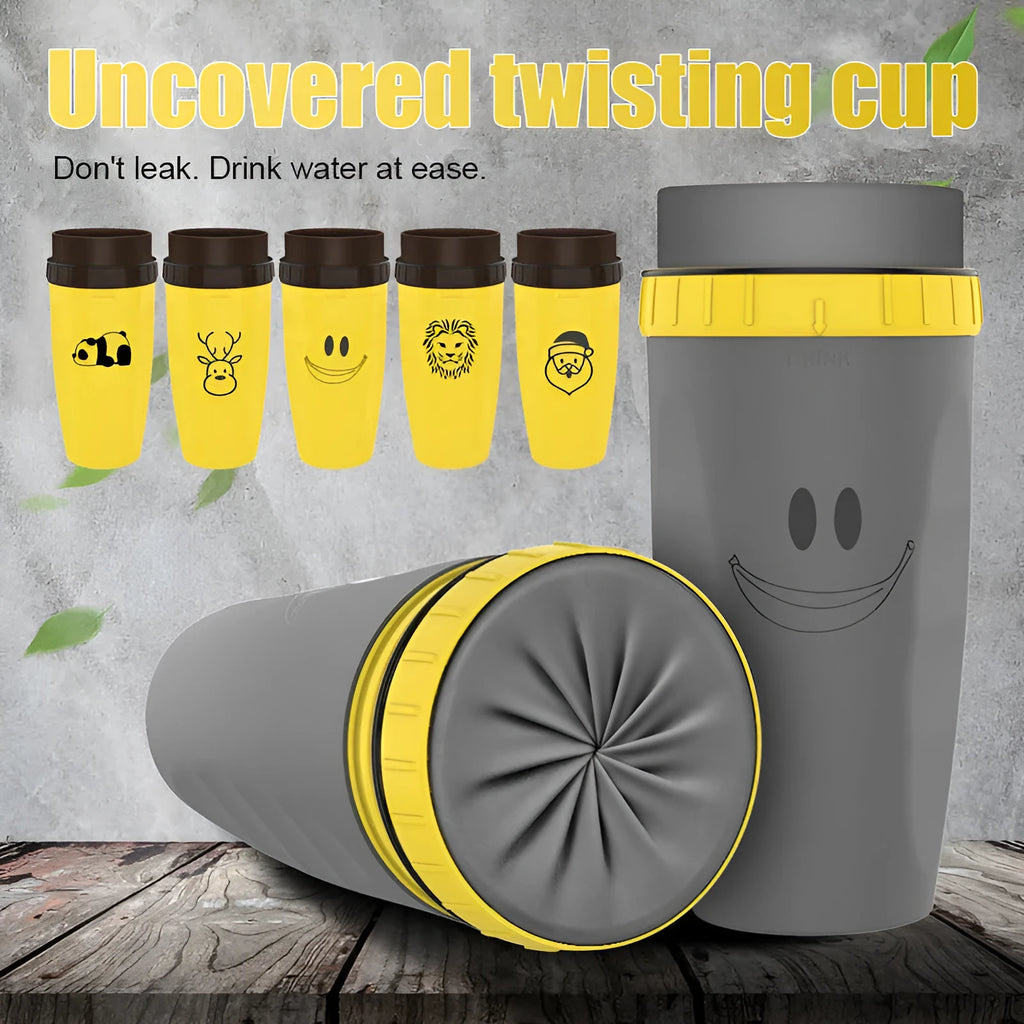 Twist cup travel tumbler with cartoon pattern and silicone seal membrane