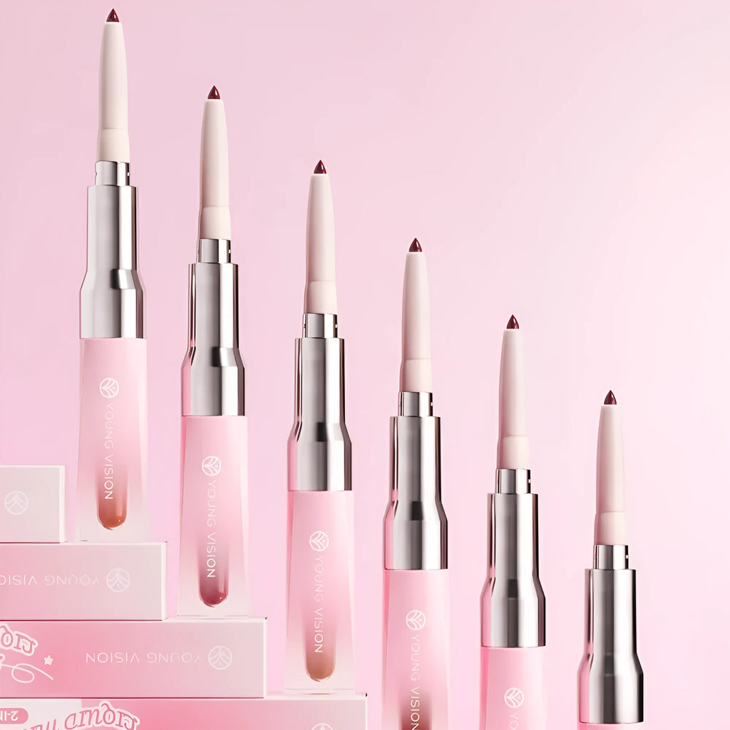 Double-headed lip liner and mirror lip gloss in one unit, 0.2g liner and 5ml gloss, shades 01 to 06