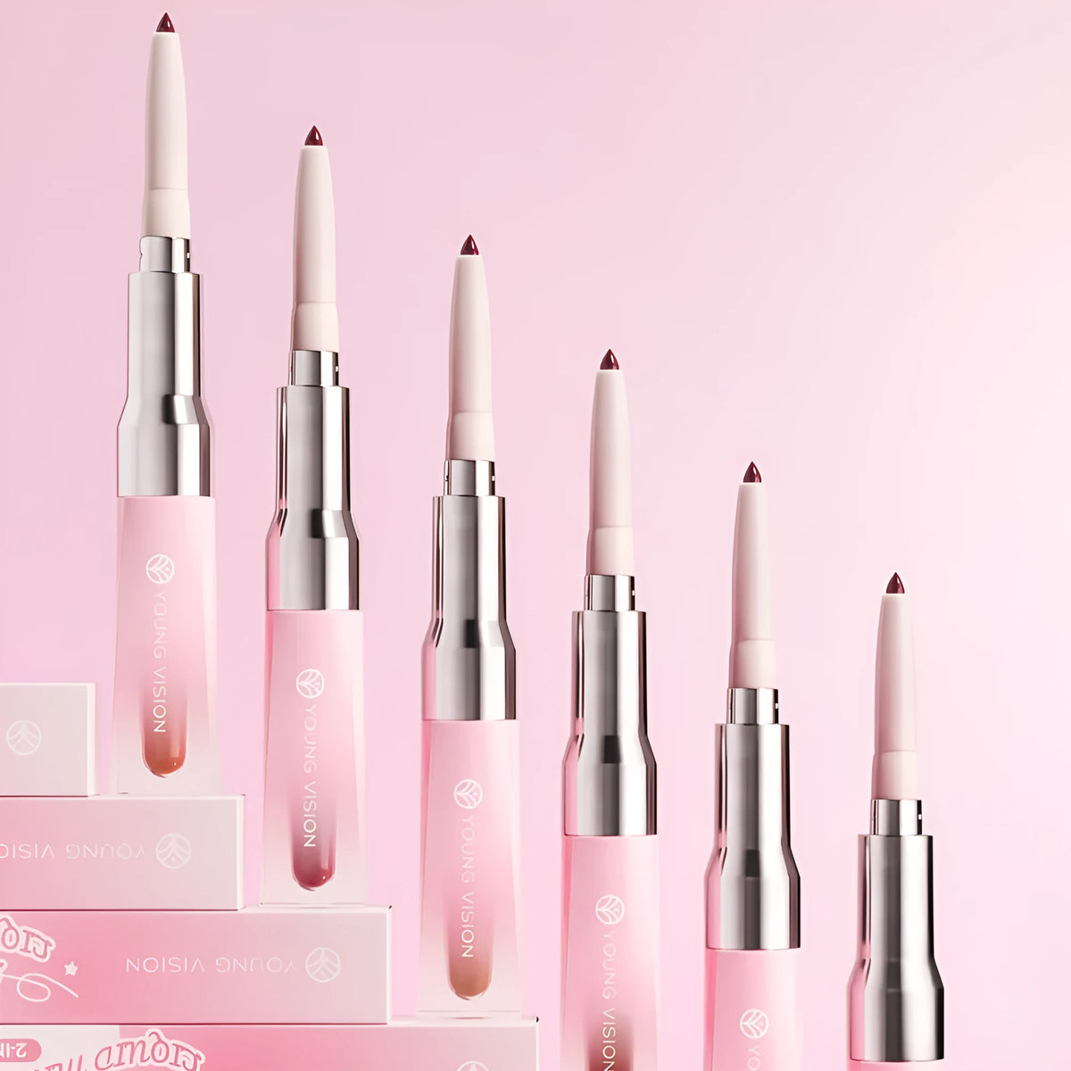 Double-headed lip liner and mirror lip gloss in one unit, 0.2g liner and 5ml gloss, shades 01 to 06