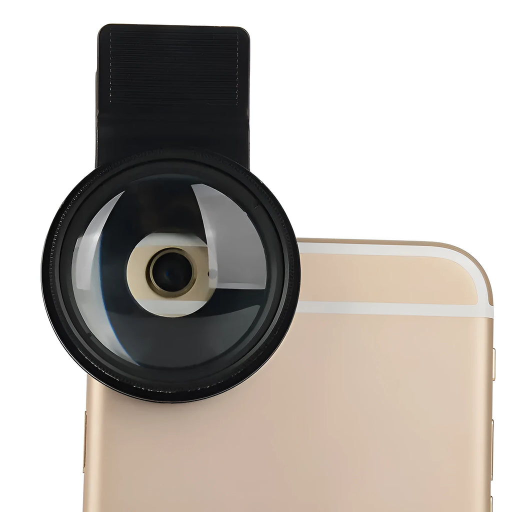 Smartphone macro photography lens with aluminium alloy frame and clip attachment