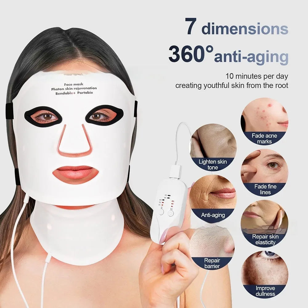 Rechargeable silicone LED photon face mask for home skin rejuvenation in black colour